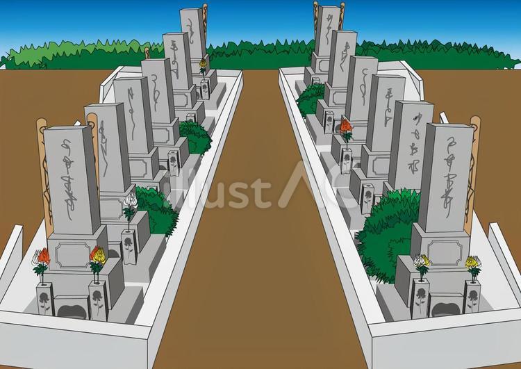 昼間の墓地 墓地,お墓,霊園のイラスト素材