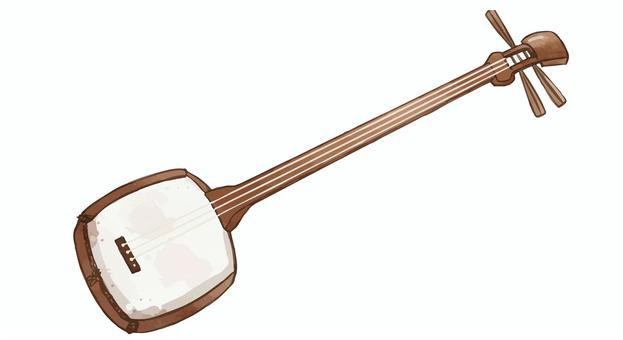 三味線 楽器,沖縄,三味線,三線,水彩,水彩画,手描き,やわらかい,優しいのイラスト素材