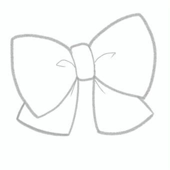 リボン白 リボン,ゆるい,手描き,フリーハンド,デフォルメ,シンプル,かわいい,手書き,ラフ,模様のイラスト素材