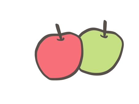 赤りんごと青りんご りんご,青リンゴ,王林,２個,セット,果物,フルーツ,おやつ,デザート,八百屋のイラスト素材