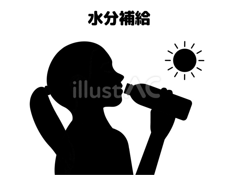 水分補給 熱中症対策,熱射病対策,日射病対策のイラスト素材