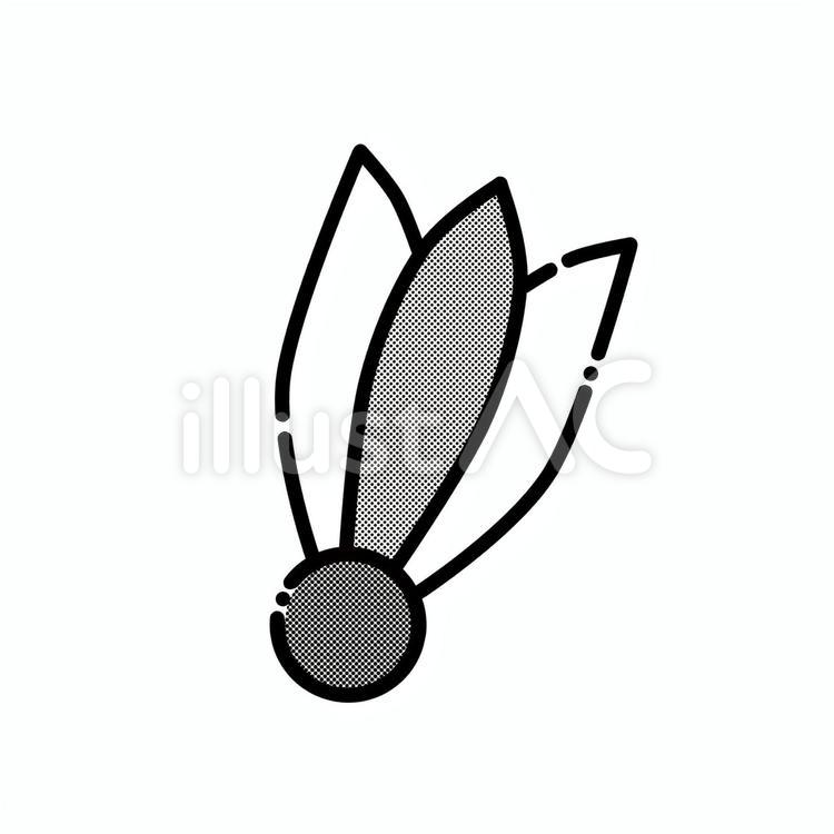 羽根つきのハネ（線画・トーン） 羽根突き,遊び,日本のイラスト素材