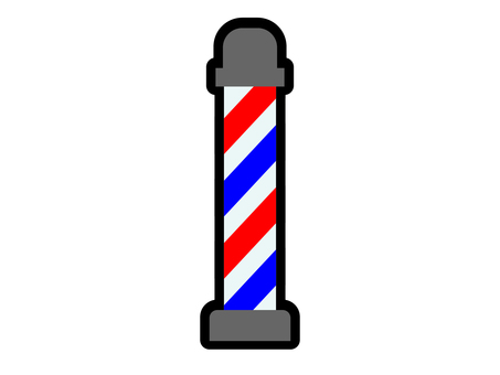 ステッカー風の床屋の回転灯 床屋,バーバー,理容店,サイン,看板,回転灯,職業,ネオン,ステッカー,縁取りのイラスト素材