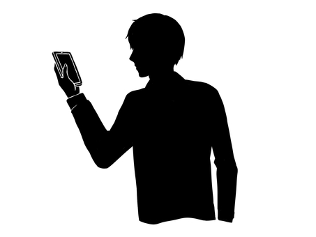 スマホを持つ男性1 男性,人物,スマホ,持つ,見る,撮影,サイト閲覧,ネットショッピング,確認,連絡のイラスト素材