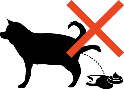 犬しつけ 犬,ペット,おしっこ,排尿,しつけ,マナー,横向き,禁止,バツ,シルエットのイラスト素材