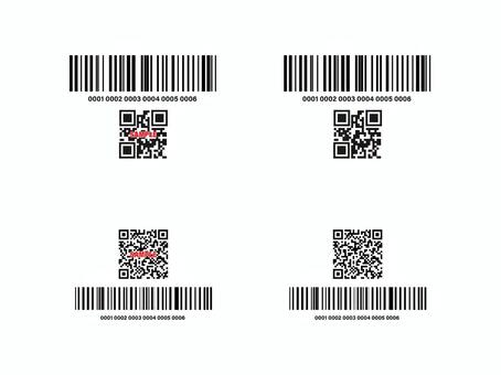 コード決済　QRコードとバーコード１ qrコード,バーコード,１次元コード,２次元コード,数字,キャッシュレス決済,jan,コード,qr,カメラのイラスト素材