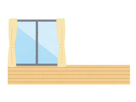 リビング（昼の家具なし） リビング,フローリング,昼,カーテン,窓,壁のイラスト素材