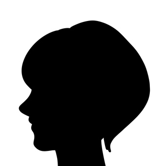 ショートヘアシルエット 横顔,女性,ショート,20代,10代,スタイリッシュ,ヘアスタイル,簡素,デフォルメ,横向きのイラスト素材