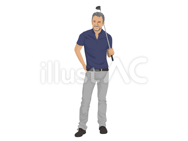 ゴルフをする男性 男性,ゴルフ,イケメンのイラスト素材