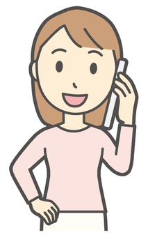 スマホで電話をかけている若い女性 スマホ,女性,女の子,人物,かわいい,携帯電話,モバイル,アプリ,スマートフォン,会話のイラスト素材