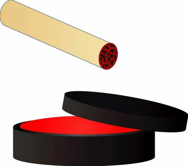 Illustration, seal, hanko, red flesh, 