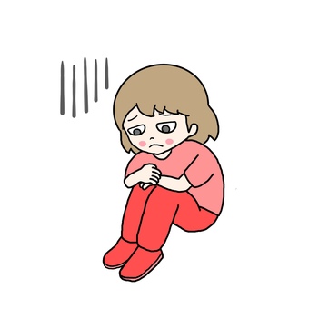 落ち込む女性 落ち込む,寂しい,孤独,不安,女性,心細い,沈む,しょんぼり,意気消沈,へこむのイラスト素材