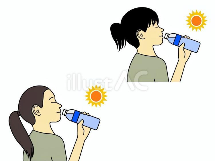 水分補給 熱中症対策,セット,熱射病対策のイラスト素材