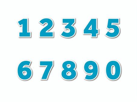 数字（白縁・影付）01-01 数字,ナンバー,番号,水色,縁,影,セット,アイコンのイラスト素材