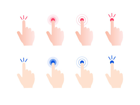 タップ・クリック操作のアイコン タップ,クリック,タッチ,操作,手,指,人差し指,ui,ux,webデザインのイラスト素材
