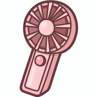 赤いハンディーファンのデフォルメイラスト 扇風機,ハンディー,手持ち,涼しい,ファン,携帯,充電式,ポータブル,コンパクト,風量のイラスト素材