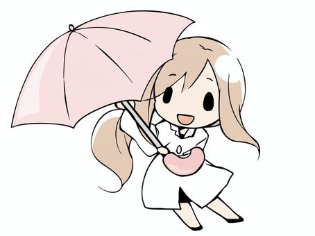 白衣を着た女性 カサ 女性,白衣,女医,先生,傘,対策,天気,薬剤師,ポーズ,学校のイラスト素材