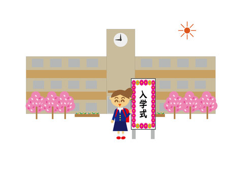A child surrounded by cherry blossoms at an elementary school entrance ceremony, JPG, PNG and AI A child surrounded by cherry blossoms at an elementary school entrance ceremony, , JPG, PNG and AI