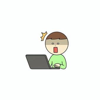 Illustration of a shocked man and a computer, JPG and PNG Illustration of a shocked man and a computer, male, people, laptop, JPG and PNG
