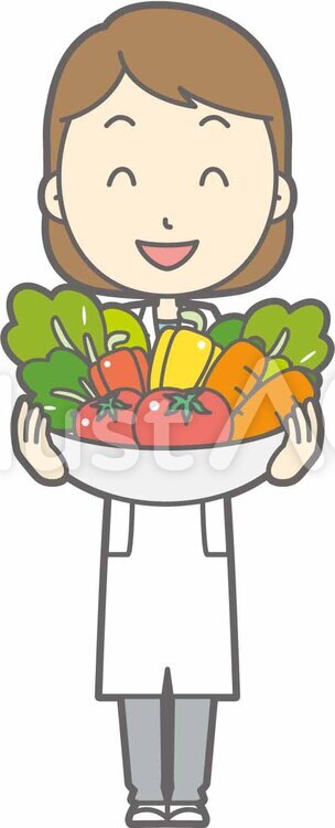 栄養士女性a-野菜-全身 シンプル,かわいい,女性のイラスト素材