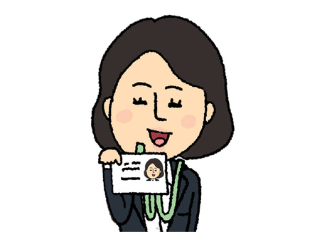 笑顔の訪問販売員 訪問販売,販売員,女性,笑顔,玄関,挨拶,pop調,挿絵,ワンポイント,素材のイラスト素材