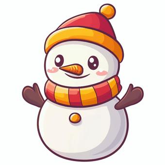 帽子、マフラー、手袋をした雪だるま4