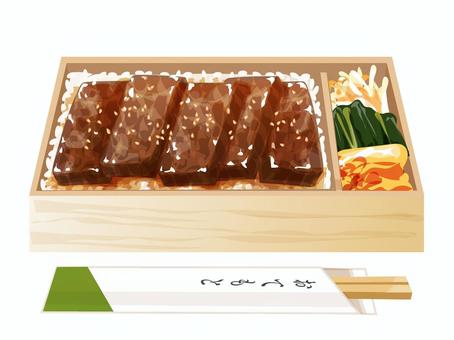 牛カルビ焼肉弁当（折詰） 牛カルビ焼肉弁当,焼肉,弁当,昼食,料理,食べ物,カルビ,牛肉,キムチ,ご飯のイラスト素材