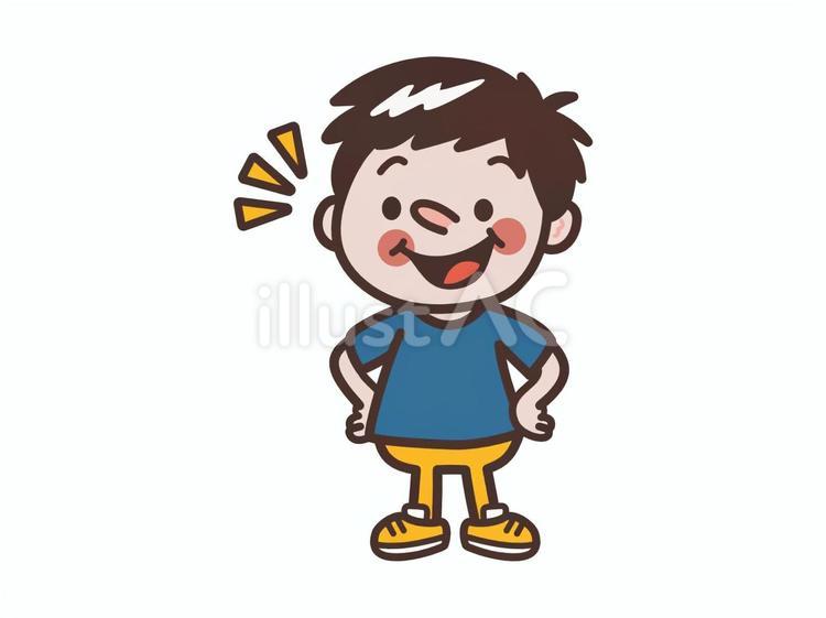 得意げな男の子　鼻高々　強調線 男の子,鼻,高いのイラスト素材