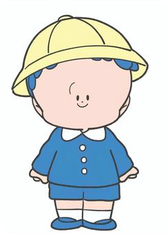 制服姿の男の子の手描きイラスト 制服,幼稚園児,子ども,手描き,男の子,かわいい,全身,園児,幼児,幼稚園のイラスト素材
