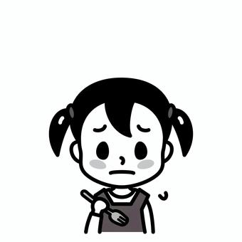 女の子　食欲がない　白黒 病気,子供,白黒,食欲,味覚異常,症状,食欲不振,食べられない,女の子,女児のイラスト素材