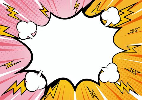ポップなギザギザの吹き出しと対決イメージ 吹き出し,爆発,煙,雷,稲妻,集中線,効果線,ポップ,ドット,フレームのイラスト素材