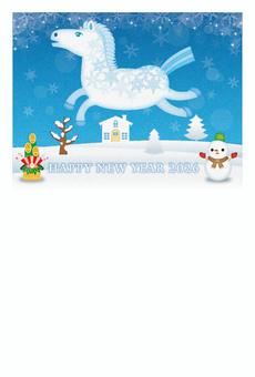 午年年賀状128 年賀状,年賀はがき,テンプレート,馬,白馬,午,午年,干支,十二支,新年のイラスト素材