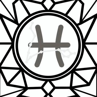 シームレスなモザイク　魚座の線画　ｐ  魚座,うお座,星座,星,占い,運勢,星占い,ホロスコープ,占星術,12星座のイラスト素材