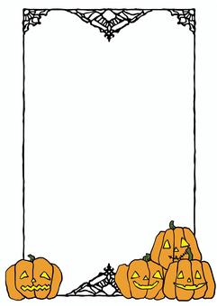 ジャックオランタンのペン画風縦フレーム ジャックオランタン,ハロウィン,ハロウィーン,10月,秋,かぼちゃ,アイアンフレーム,フレーム,枠,飾り枠のイラスト素材