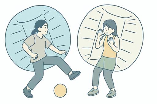バブルサッカーで対戦 バブルサッカー,スポーツ,レクリエーションのイラスト素材