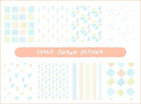 Light-colored hand-painted seamless pattern set, JPG, PNG and AI Light-colored hand-painted seamless pattern set, model, bahar, arka fon, JPG, PNG and AI