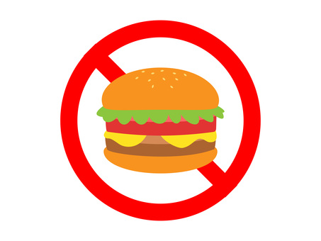 ハンバーガー/禁止 シンプル,ベクター,ダイエット,食事制限,減量,ファーストフード,ファストフード,ハンバーガー,パティ,バーガーのイラスト素材