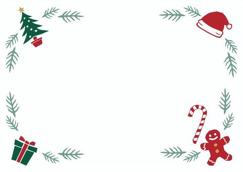 #3434クリスマス飾りフレーム クリスマス,フレーム,枠,冬,手描きのイラスト素材