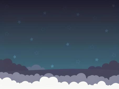星空と雲のかわいい背景 星空,夜空,星,夜,空,雲,青,グレー,白,おしゃれのイラスト素材