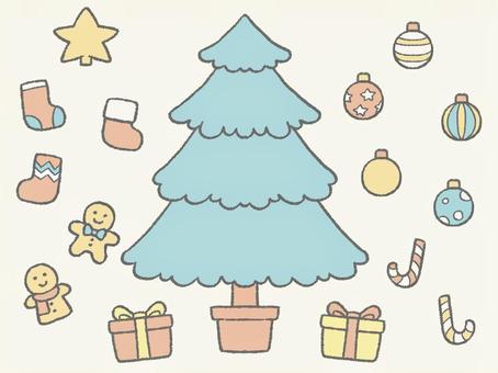 切り貼り工作 パステルクリスマスツリー