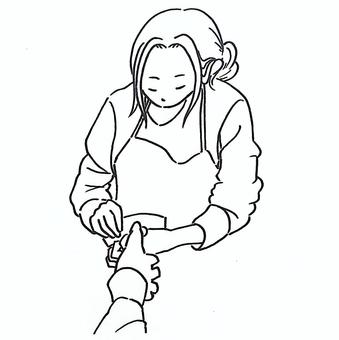 ネイリスト(線画) ネイリスト,ネイル,ネイルサロン,爪,美容,エプロン,爪やすり,マニキュア,女性,職業のイラスト素材