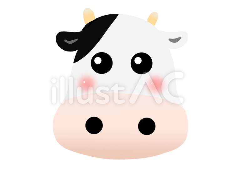うしくん　フチナシ うし,動物,牧場のイラスト素材