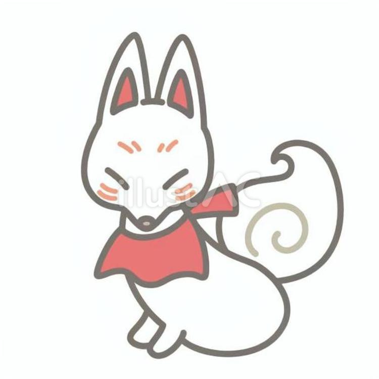 お狐様 狐,尻尾,首巻きのイラスト素材