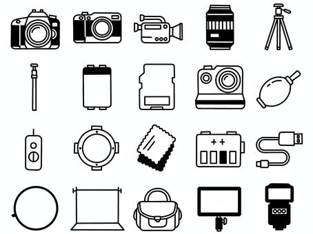 映像用品のアイコン 線画,白黒,アイコンのイラスト素材