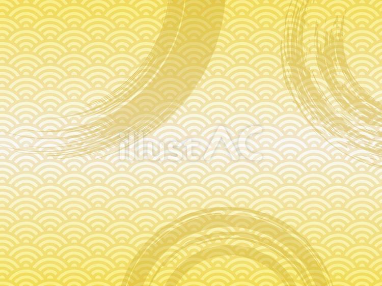 金色のめでたい青海波と筆の背景 背景,青海波,筆のイラスト素材