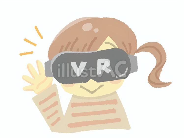VRゴーグルをつけた女性 vr,バーチャルリアリティ,仮想現実のイラスト素材