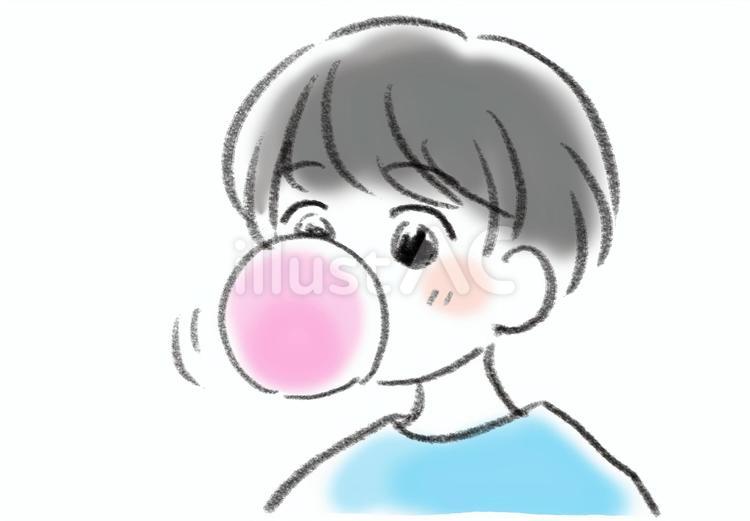 風船ガムを膨らます少年 少年,子ども,風船ガムのイラスト素材