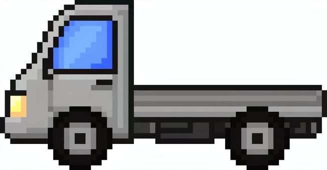 ドット絵のシルバーの軽トラックです。 ドット絵,軽トラック,シンプル,軽自動車,トラック,荷台,配送車,運搬車,農業用,車両のイラスト素材