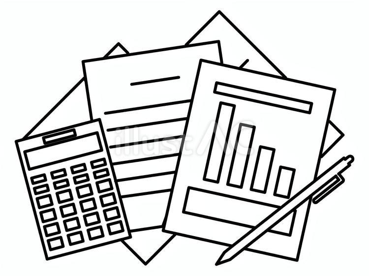 散乱する書類と電卓とペン 書類,乱雑,散乱のイラスト素材