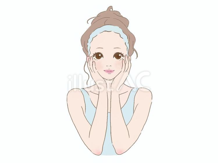 顔に手をあてる女性 女性,美容,スキンケアのイラスト素材